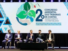 Painel ‘Sustentabilidade na Mineração’. Participação de Gilson Gamboim (Presidente da Cogavepe), Ecio Morais (diretor executivo do IBGM), Dr. Roberto Batista (Presidente do Instituto Somos do Minério), Pedro Eugênio (diretor da Fênix DTVM), e Giorgio de Tomi (chefe do Dept° Engenharia de Minas e de Petróleo da USP).