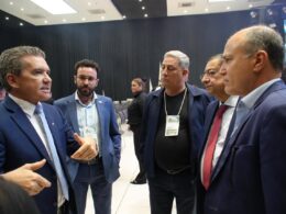 Sérgio Ricardo (Conselheiro do TCE MT), Gilson Gamboim (Presidente da Cogavepe), Édson Neves (NBS Solution), Dr. Roberto Cavalcanti (Presidente do Instituto Somos do Minério) e Ecio Morais (IBGM)